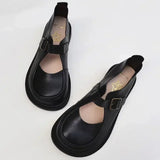 Autumn British Wide Toe Genuine Leather Women's Shoes Mary Janes Breathable Non-slip Cowhide Handmade Loafers Shoes