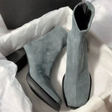 Bottines à talons hauts pour femmes, chaussures de mode épaisses en daim, tendance, escarpins de créateur, bottes de neige, chaussures de luxe pour femmes