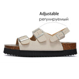 Slippers Woman Double Buckle Casual 4cm Thick Bottom Classic Brand Women Slippers