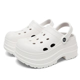 9cm Chunky Platform Clogs Sandals Women 2024 New Beach Hollow Out Sandals Shoes Woman Summer Closed Toe Wedge Heels Slippers
