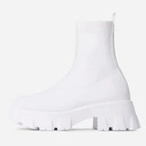 Women Shoes Stylish Women's Sneakers With Platform Vulcanize Shoes For Women Heels Casual Sneakers Stretch Fabric White Shoes