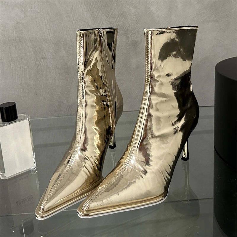 Eilyken Fashion Soft Leather Low Heel Zippers Women Ankle Boots Pointed Toe Spring Autumn Outdoor Short Ladies Shoes