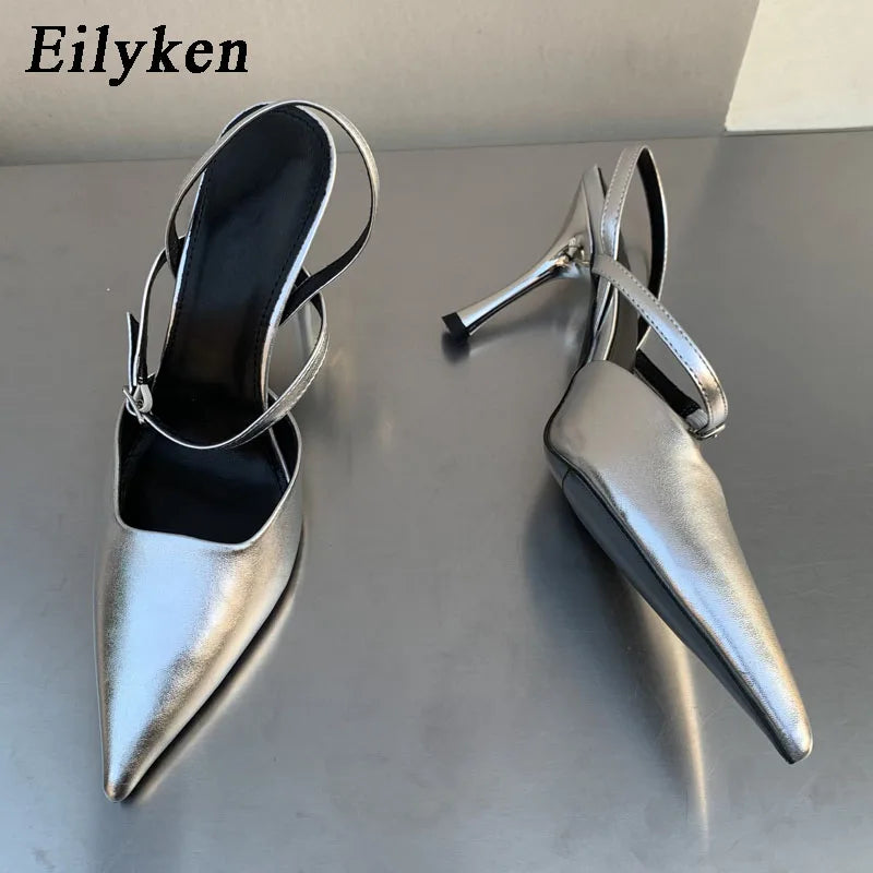 Eilyken 2025 Spring Women Slingback Shoes Fashion Shallow Buckle Strap Elegant Snadal Low Thin Heels Dress Pumps Zapatos