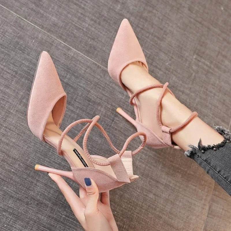 New 2024 Women'S Black Fashion Suede High Heel Shoes Woman Pointed Stiletto Fashion Sexy Pink Wedding Pumps Nude Bridal Shoes