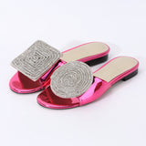 Designer Women Gold Flat Sandals Slides Mule Shoe Luxury Brand 2022 Shoes Woman Ladies Summer Flip Flops Slippers Fashion