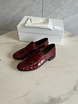 Withered Retro Crocodile Flat Shoes Leather Loafers Shoes Women Nordic Minimalist And Fashionable Leather Casual