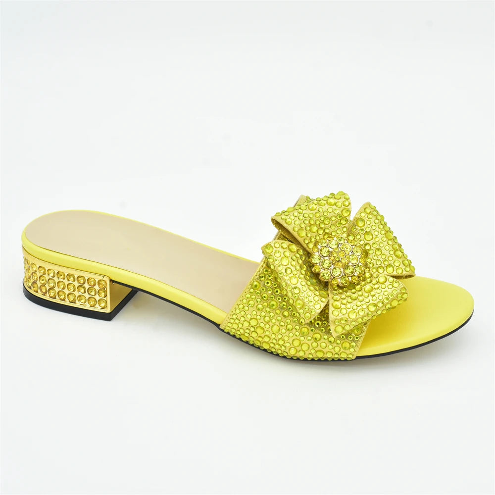 Italian Shoes and Bags Matching Set Decorated with Rhinestone Shoes for Women 2024 Designer Luxury Low Heels Slip On Party Pumps