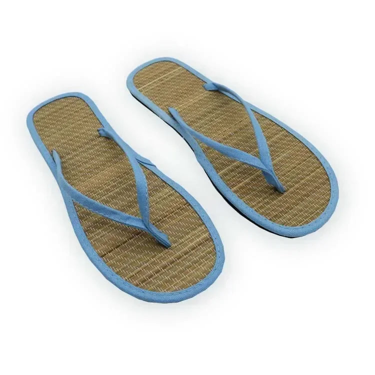 Women Flat Flip-flops Slippers Comfortable Non-slip Sandals Bamboo Rattan Flip Flop Home Bathroom Fashion Slippers Zapatos