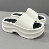 2024 New Elevated Soft Sole Anti Slip Women's Slippers Thick EVA Soft Sole Home Platform One Line Outwear Beach Summer Sandals