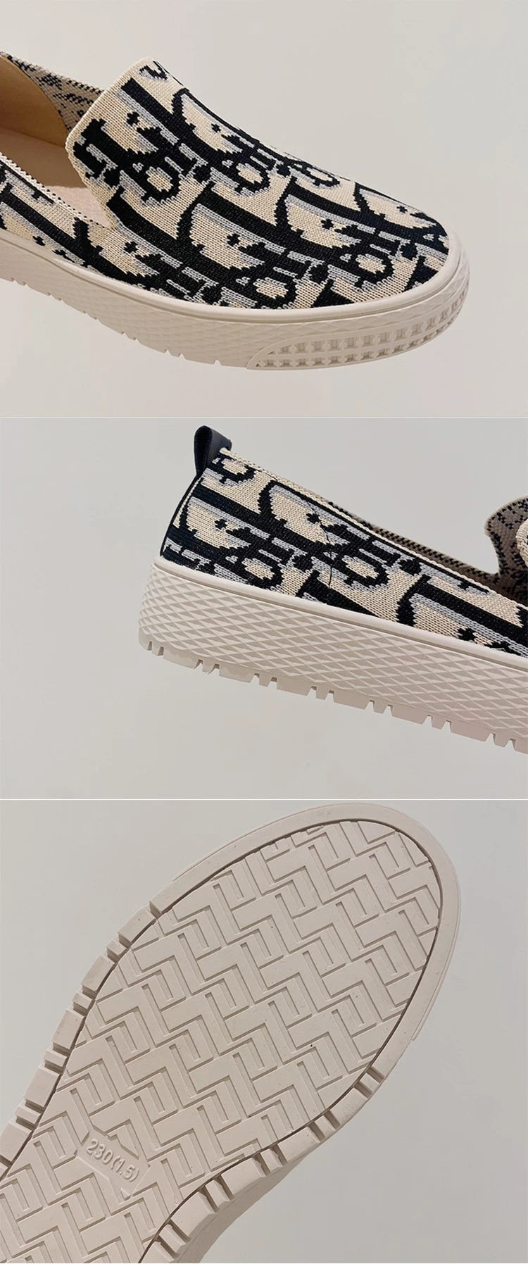 New flying weaver round head fisherman shoes tide check pattern shallow mouth slip-on thick sole casual single shoes women