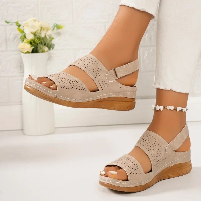 2024 High Quality Shoes Female Plus Size Women's Sandals Summer Casual Sandals Women Hollow Platform Wedge Rome Shoes Women