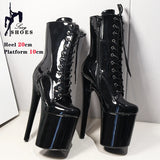 Fast Shipping NEW Black 8 Inch High Platform Stripper Heels Pole Dancing Ankle Boots Sexy Knight Female High Heels Ladies Shoes