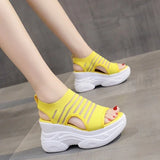 Female Sandal 2023 Summer Comfort Shoes for Women Strappy Heels All-Match Cross-Shoes Clogs Wedge Increasing Height Girls Sports