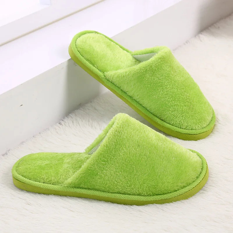 Women Indoor Slippers Thicken Warm Plush Home Shoes Autumn Winter Shoes House Flat Floor Slipper Soft Silent Slides for Bedroom