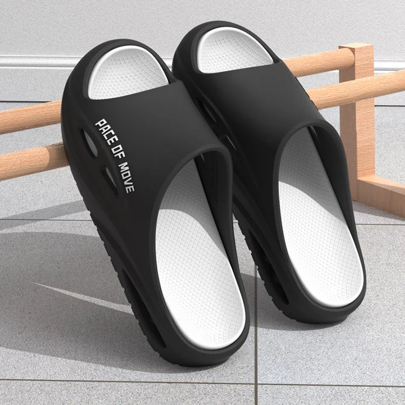 Couple Slippers Open Toe Cool Slippers Indoor Outdoor Walk Soft Thick Soled Shower Non-Slip Color Block Fashion Beach Slippers