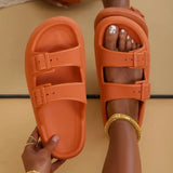 EVA Soft Sole Pillow Slides Summer Beach Flip Flops Women Non Slip Bathroom Home Slipper Lightweight Buckle Thick Sole Slippers