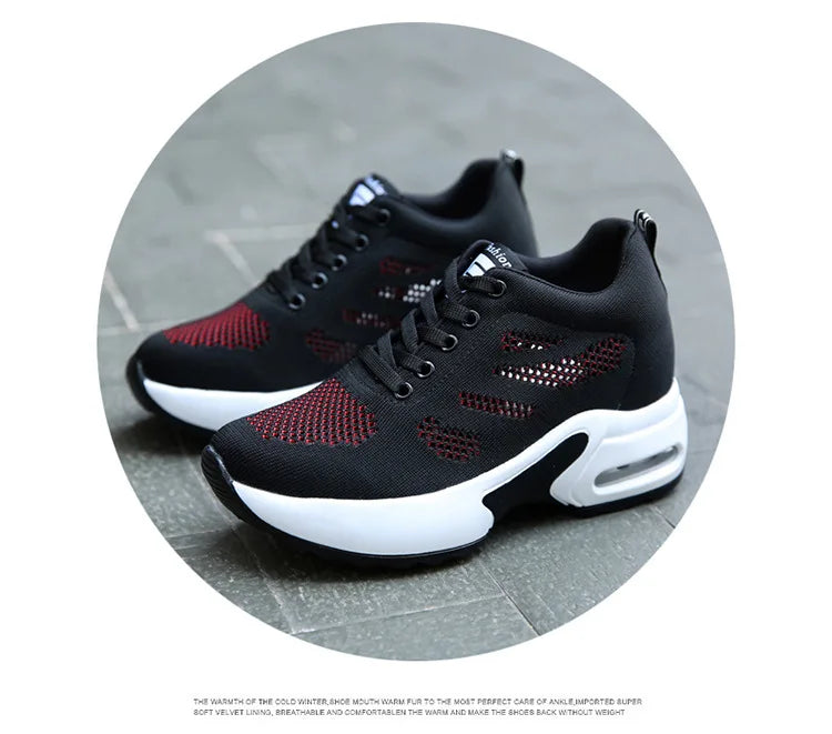 Women's Platform Mesh Breathable Sneakers Womens Spring New Casual Wedge Basket Shoes Tennis Female Thick Woman Summer Trainers