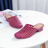 Women Summer Shoes  Offer Casual Slip-on Square Toe Medium Heel Slippers Sandals Woman Beach Shoes Zapatos De Mujer