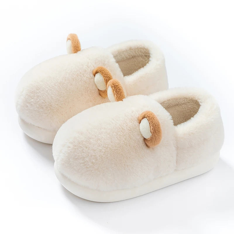 Cotton slippers for women autumn and winter indoor home anti slip and plush insulation men's cotton slippers for external wear