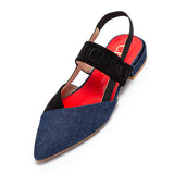 Fashionable Color Blocking Design with Denim Fabric Classic and Minimalist Women's Flat Shoes Exquisite Workmanship
