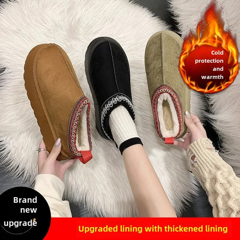 Winter Warm Snow Boots Women Chunky Platform Plush Ankle Boots for Woman Suede Cotton Padded Shoes Waterproof Slippers Loafers