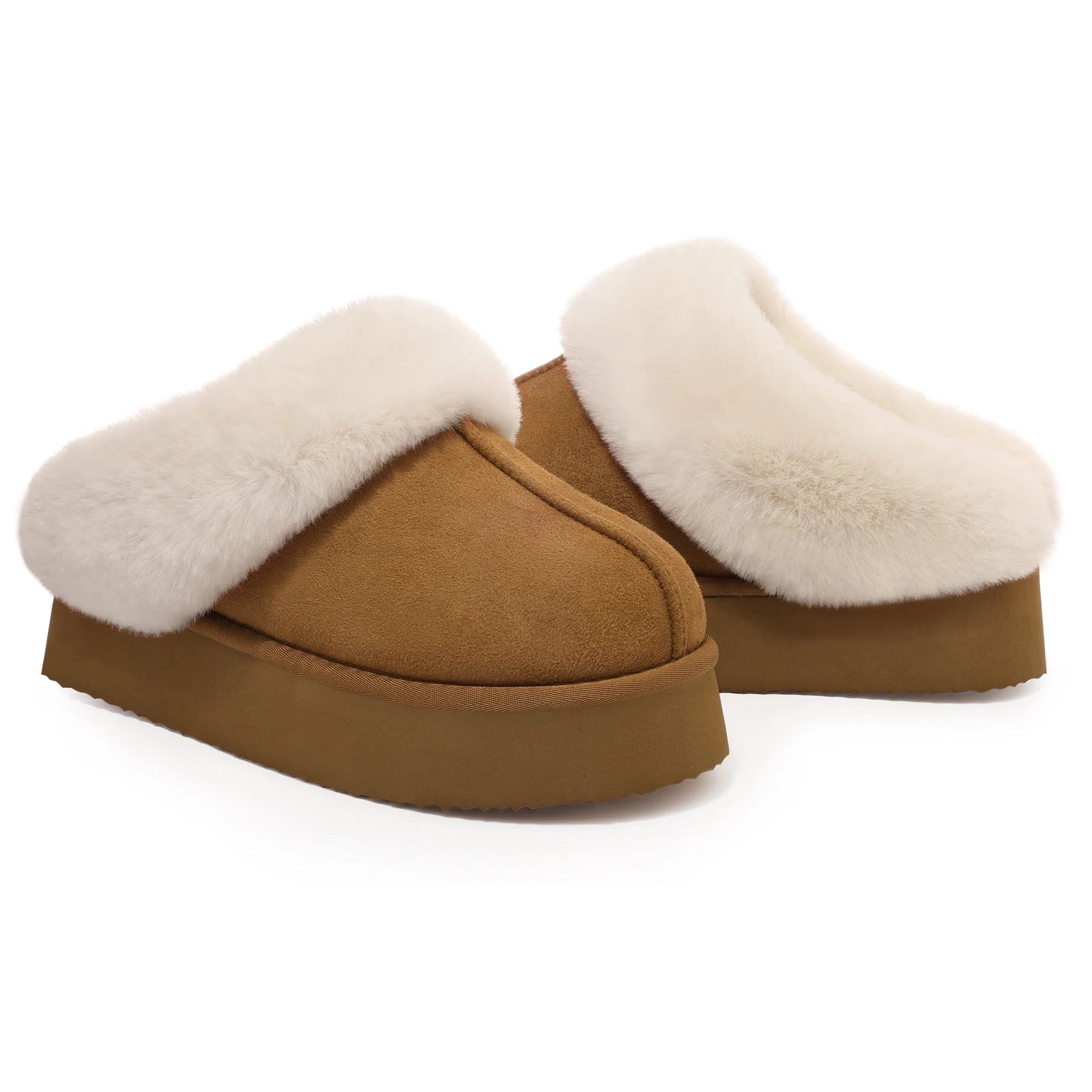 Kidmi Women's Platform Fuzzy Slippers Memory Foam Slippers Fluffy Winter House Shoes Indoor and Outdoor Antiskid Women Slippers