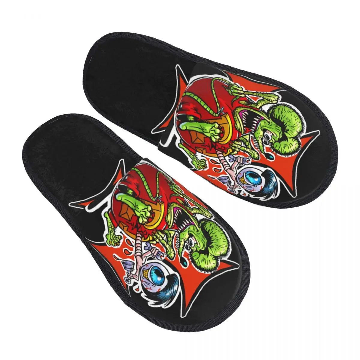 Chaussons Animés Rat Fink Personnalisés Anime Dessin Animé pour Femmes, Chaussons d'Hôtel Confortables en Mousse à Mémoire, À Enfiler