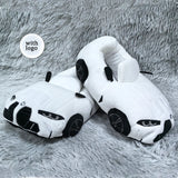 Highland Cow Car Shape Plush Shoes White CAR Racing Plush Slippers Winter Warm Soft Creative Indoor House Slipper Adults Shoe