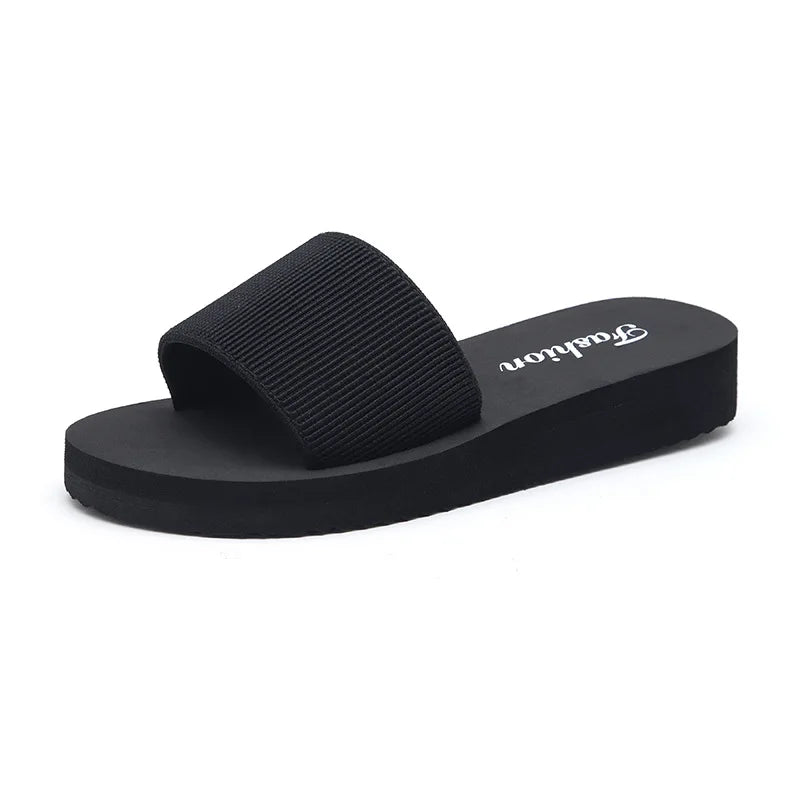 Fashion Wedge Heels Slippers Women Flip Flops Summer Thick Bottom Sandals Platform Slippers Soft Beach Shoes Non-Slip Slides