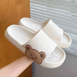 Summer Slippers Women Shoes Beach Slides Cartoon Bear Flip Flops Men'S Slipper Indoor Bathroom Anti-Slip Shoes Couple Sandals
