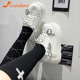 Wedge High Heels Y2k Shoes 2023 Summer Hot Star Graffiti Women Shoes On Platform Punk Gothic Lolita Mary Jean Platform Shoes