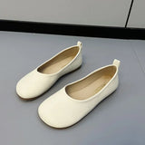 Women's Slip on Leather Loafers Spring Autumn Fashion Ballet Shoes Ladies Casual Round Toe Cute Flats Nurse Shoes Sneakers