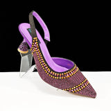 QSGFC 2024 New Designer Specials Italian Women Heels Shoes and Bag Set  Royal Green Color Comfortable With Rhinestone for Party