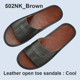 Genuine Cow Leather Slippers Homes in indoor slipper summer men women elderly non-slip cool sandals casual single Slides shoes