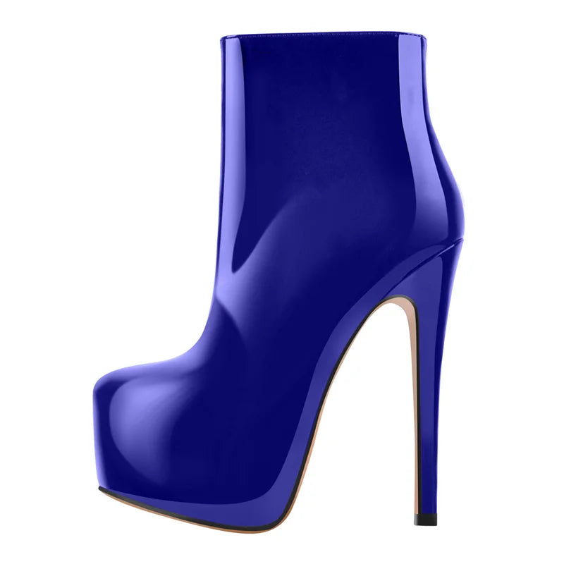 Onlymaker Women Ankle Boots Rounded Toe 16CM High Heel Black Side Zipper Slim Fashion Matte Plus Size Warm  Winter Booties