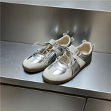 2024 Women Spring Summer New Soft Leather Korea Y2k Designer Casual Ballet Sports Athletic Training Flat Sneakers Female Shoes