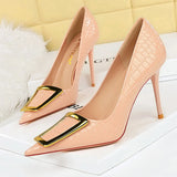 BIGTREE Shoes Women 10 Cm Metal Buckle Ladies Pumps Luxury Women's Banquet Shoes Stilettos High Heels Women Sexy Party Shoes