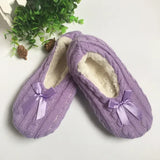 Home Slipper Womens Winter Room Plush Warm Thick Faux Fur Non Slip Bow Knot Grip Funny Indoor Fluffy Floor House Shoes Female