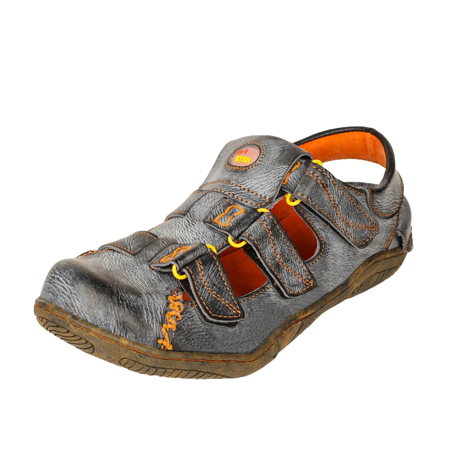 TMA EYES Women's Hook and Loop Closed-Toe Leather Sandal