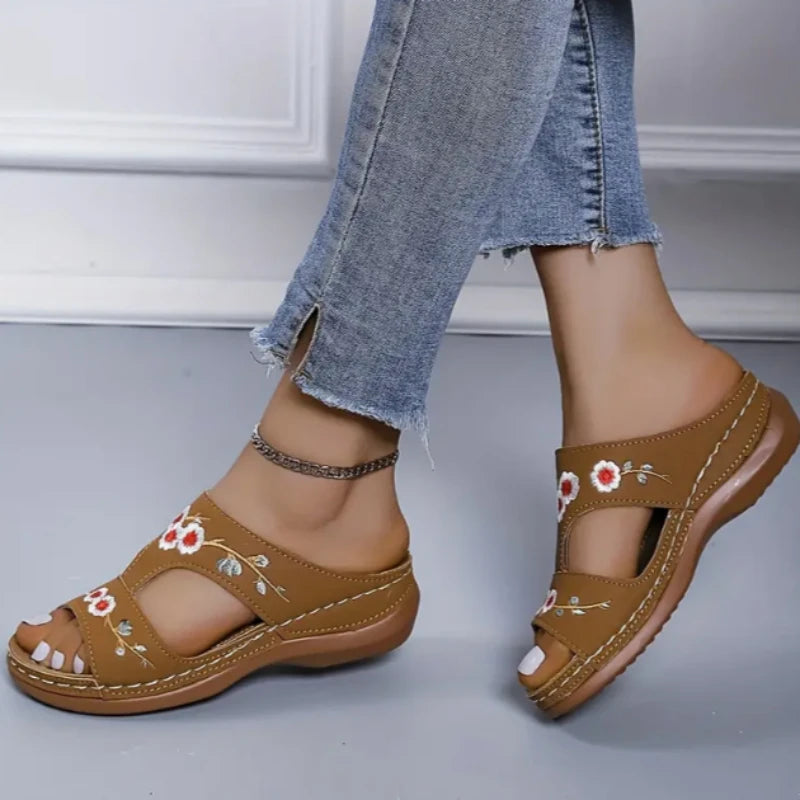 Summer Women Wedge Sandals Premium Orthopedic Open Toe Vintage Leather Casual Female Platform Retro Shoes