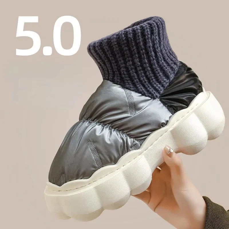 Chunky High Heels 5cm Women's Ankle Boots Winter Platform Soft Female Cotton Shoes Outdoor Waterproof Non-slip Woman Snow Boot