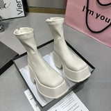 New Women Shoes Fashion Back Zippers High Platform Thick Sole Shoe Ladies Elegant Short Bootties Lady Winter Punk Short Boots