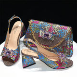 Doershow High Quality African Style Ladies Shoes And Bags Set Latest wine Italian Shoes And Bag Set For Party  HRE1-5