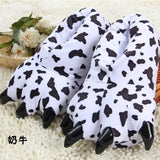 Cute Plush Toy Slippers Winter Animal Pajamas Stitch Tiger Dinosaur Paw Cartoon Warm Home Slippers Women Winter