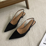 Bailamos Women Sandals Pointed Toe Elegant Low-heel Shoes Summer Fashion Slingback Woman Mules Shoes Pumps Dress Shoes