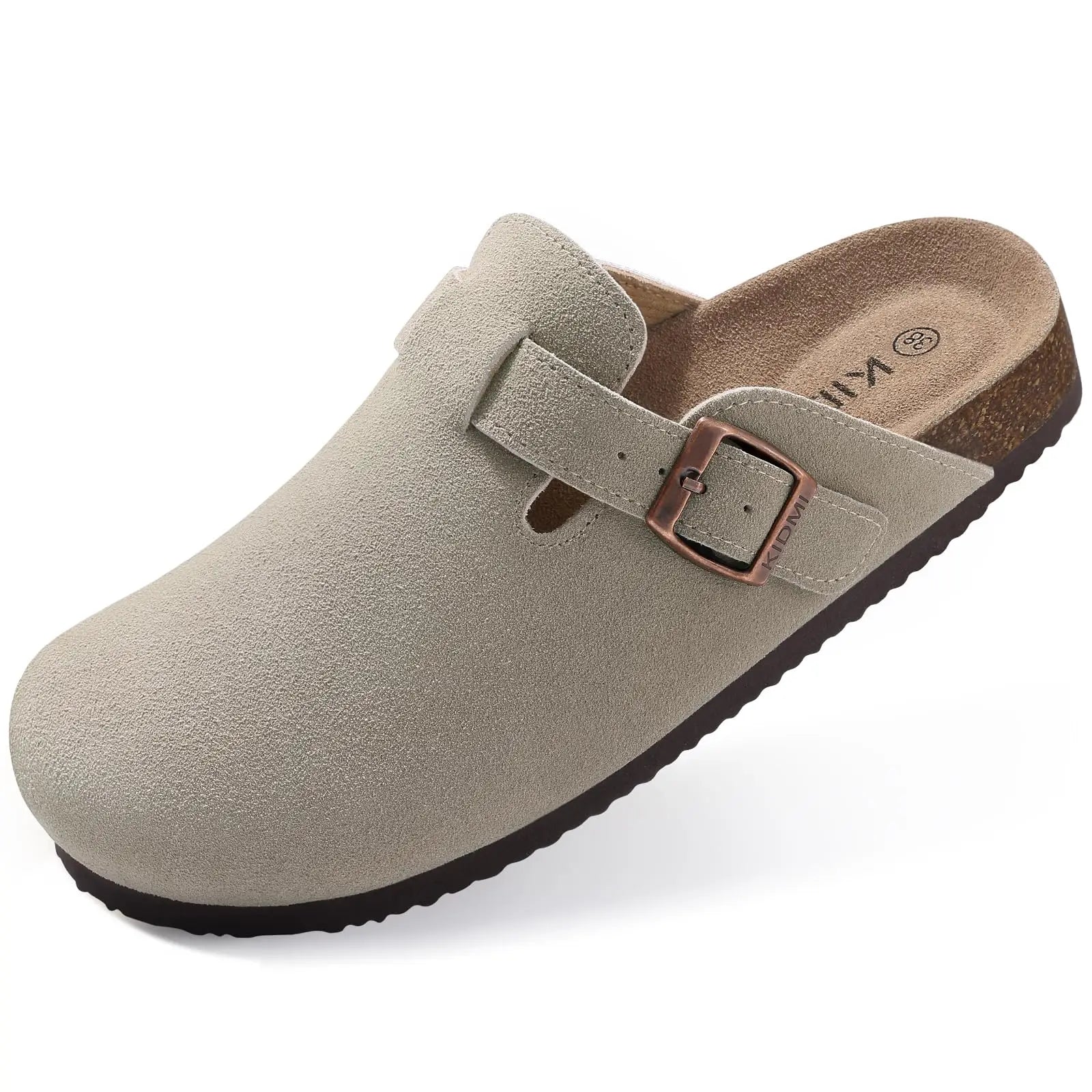KIDMI New Suede Women Clogs Slippers Fashion Cork Footbed Beach Slippers Soft Cork Nonslip Men Clogs Slippers With Arch Support