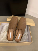 Fretwork Heels Shoes Ladies' Slippers Luxury Slides Cover Toe Slipers Women Female Mule Flat Summer Designer Soft 2024 Mules Cas