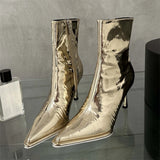 Eilyken Fashion Soft Leather Low Heel Zippers Women Ankle Boots Pointed Toe Spring Autumn Outdoor Short Ladies Shoes