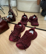 2024 Spring and Autumn New Women's Rhinestones Full of Diamonds Straps Thick-soled Angola Red Niche Sports and Leisure Dad Shoes