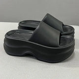 2024 New Elevated Soft Sole Anti Slip Women's Slippers Thick EVA Soft Sole Home Platform One Line Outwear Beach Summer Sandals